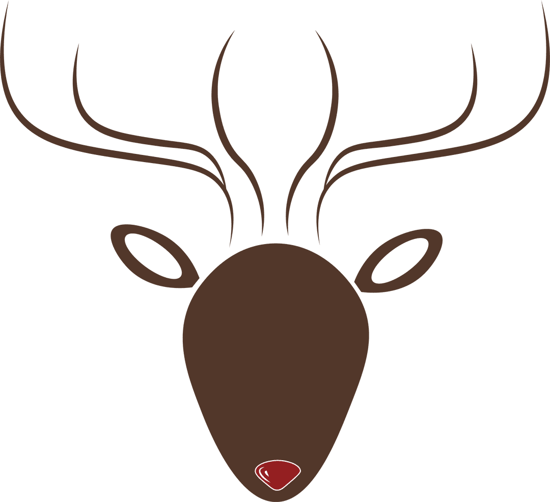 Stylized Reindeer Head on Transparent Background for Christmas Designs
