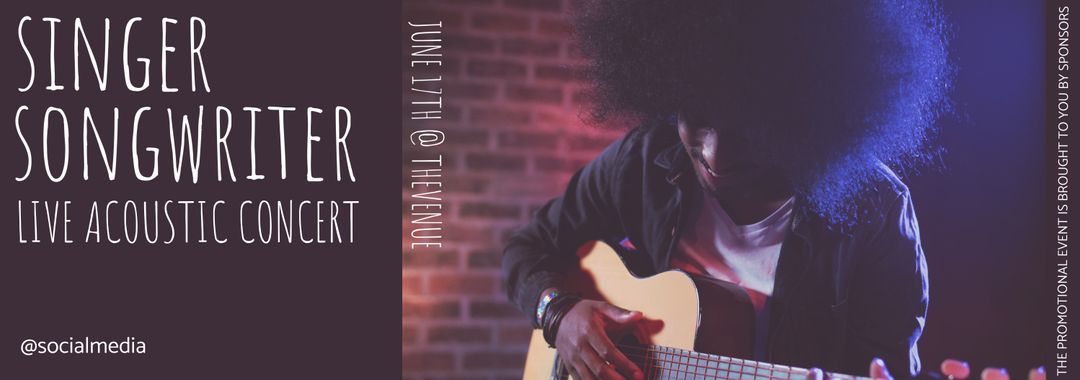 Acoustic concert promotion with guitarist in intimate setting