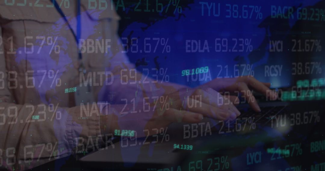 IT Engineer Analyzing Data with Overlaid Code Numbers