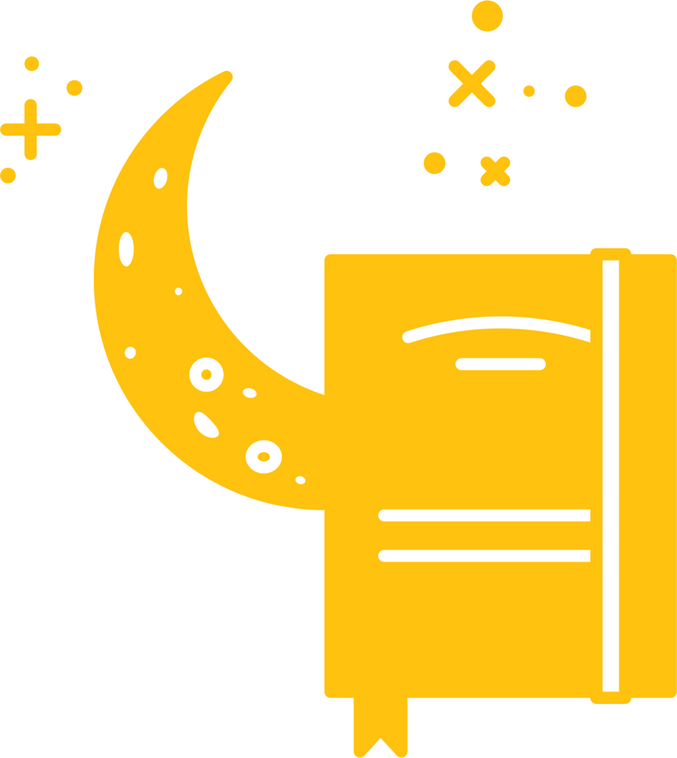 Transparent Vector Illustrating Yellow Moon, Stars and Book for Knowledge and Magic Themes - Download Free Stock Images Pikwizard.com