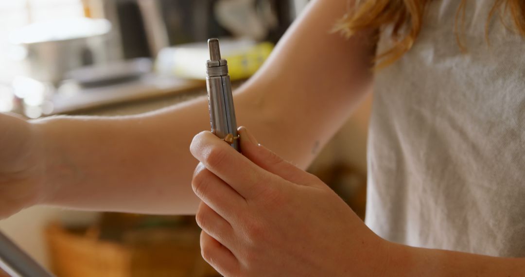 Close-Up of Woman Using Electric Screwdriver Indoors - Free Images, Stock Photos and Pictures on Pikwizard.com