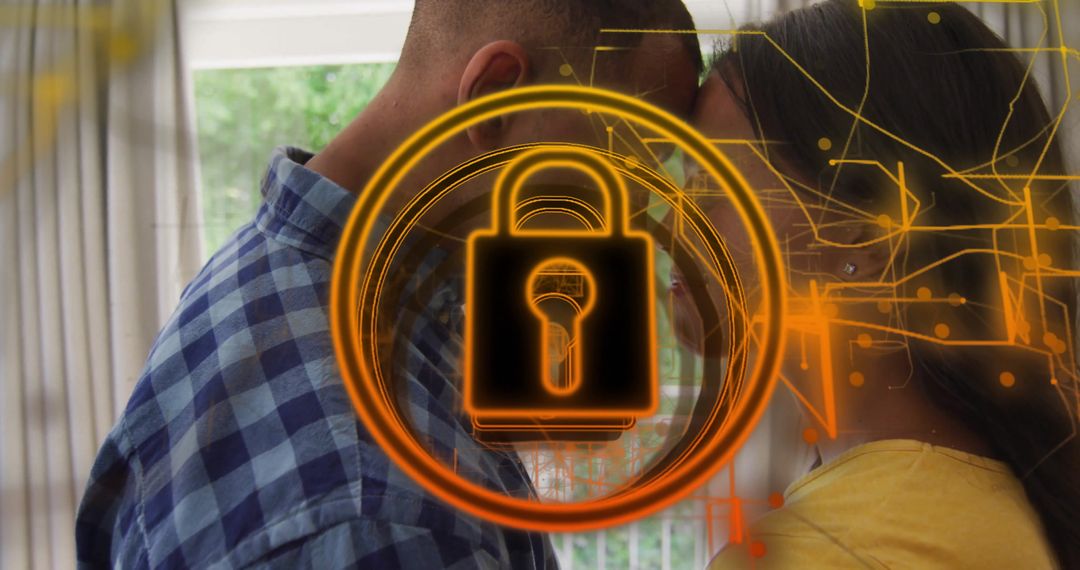 Romantic Couple with Cybersecurity Concept