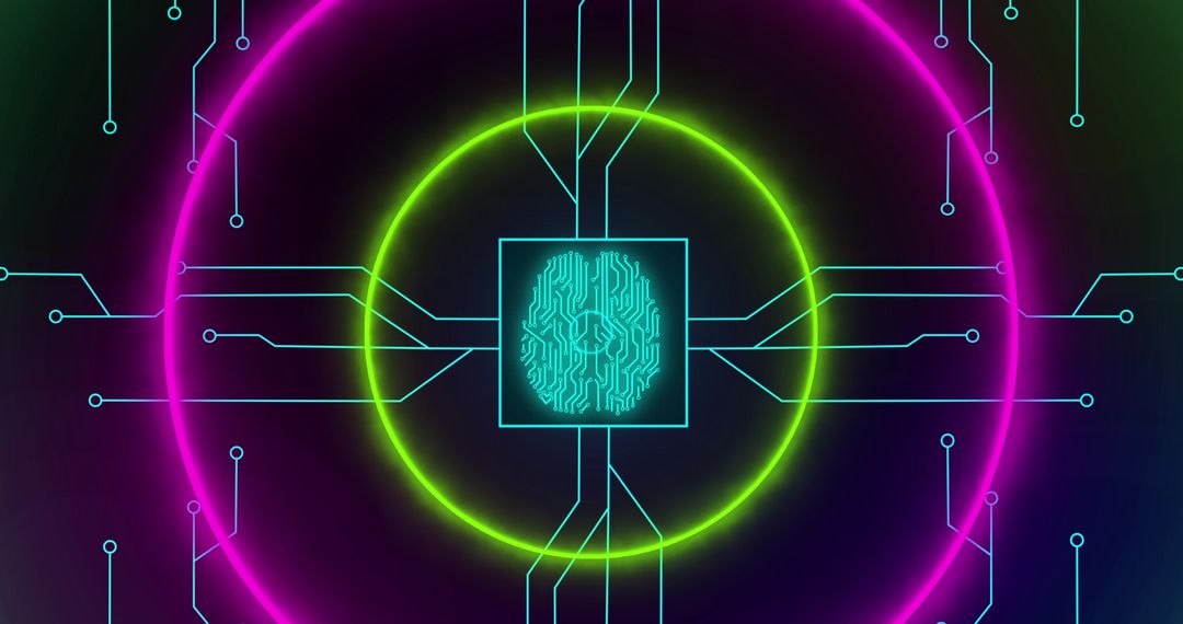 digital brain circuit in neon glow representing data processing - Free Images, Stock Photos and Pictures on Pikwizard.com