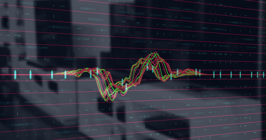 Digital Line Graph Overlay on Modern Office Space