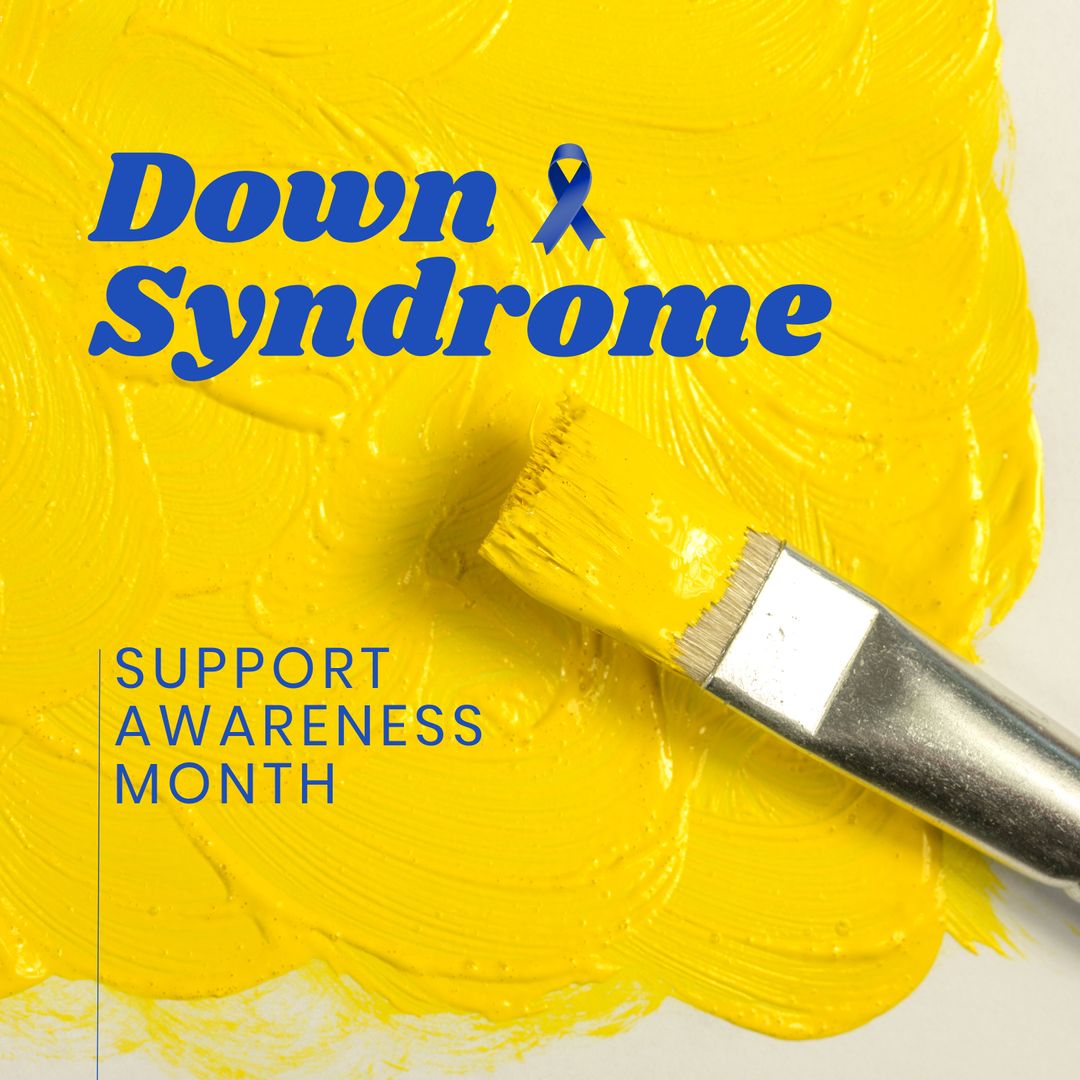 Support Awareness Month for Down Syndrome with Yellow Brushstroke Visual