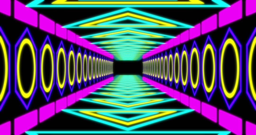 Vibrant Neon Tunnel with Hypnotic Glow