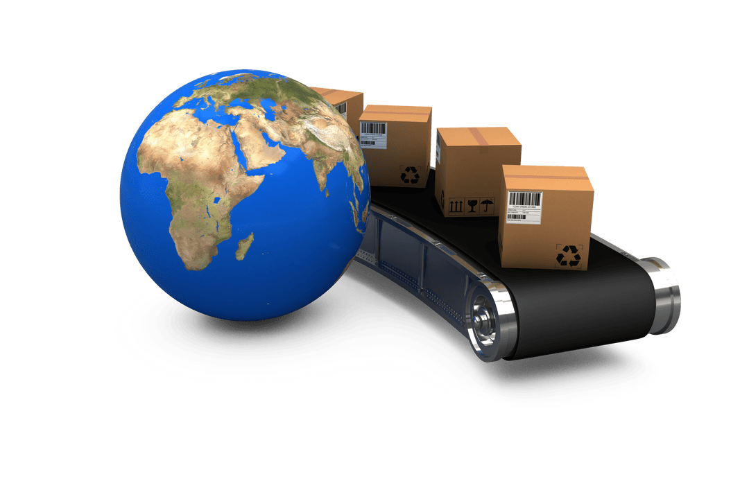 Global Shipping and Delivery with Transparent Background