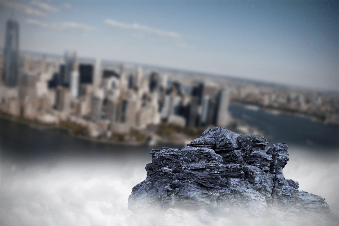 Transparent Rock and Cityscape Creative Background Concept