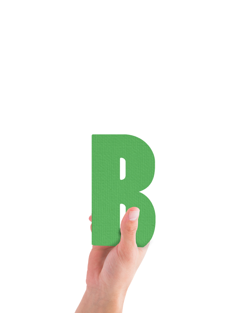 Hand Holding Green Transparent Letter B Isolated - Download Free Stock Images Pikwizard.com