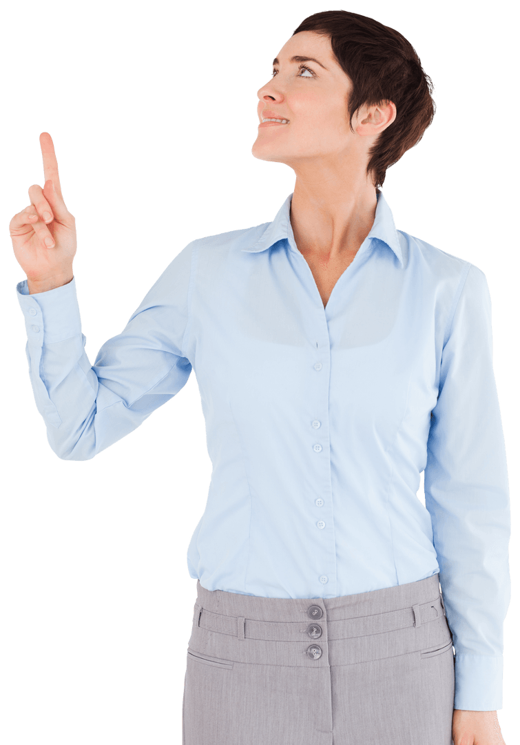 Transparent Background Businesswoman Pointing Up