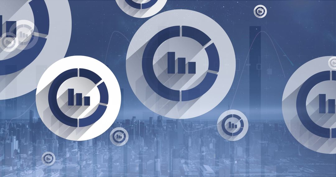 Digital Network and Technology Icons Over Urban Skyline