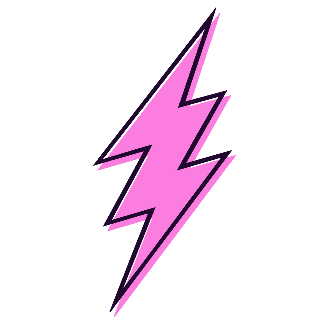 Transparent Pink Lightning Bolt Icon with Drop Shadow for Energy