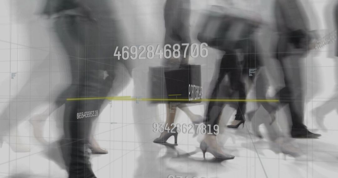 Busy Walkway with Digital Overlay and Data Analytics Concept