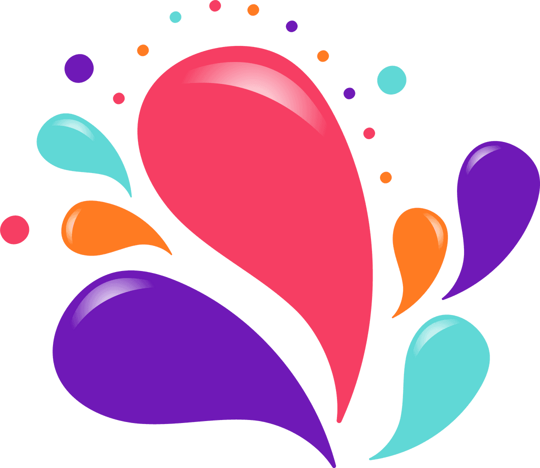 Colorful Abstract Droplets Burst Transparent Background