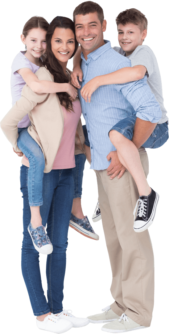 Transparent Background Happy Family Piggyback Fun