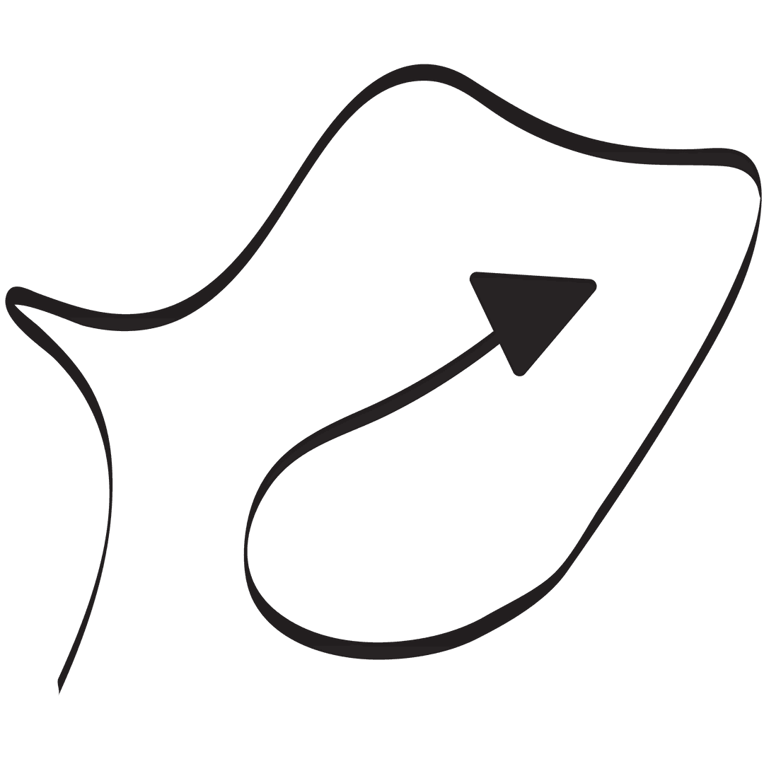 Curved Black Arrow Design on Transparent Background