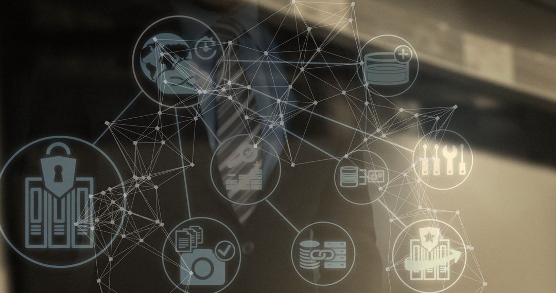 Businessman with Digital Network Interface Icons