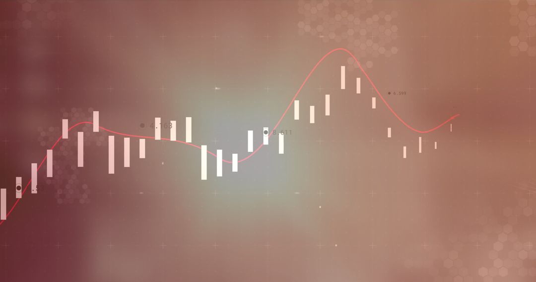 Abstract Digital Financial Graph Analysis on Red Background