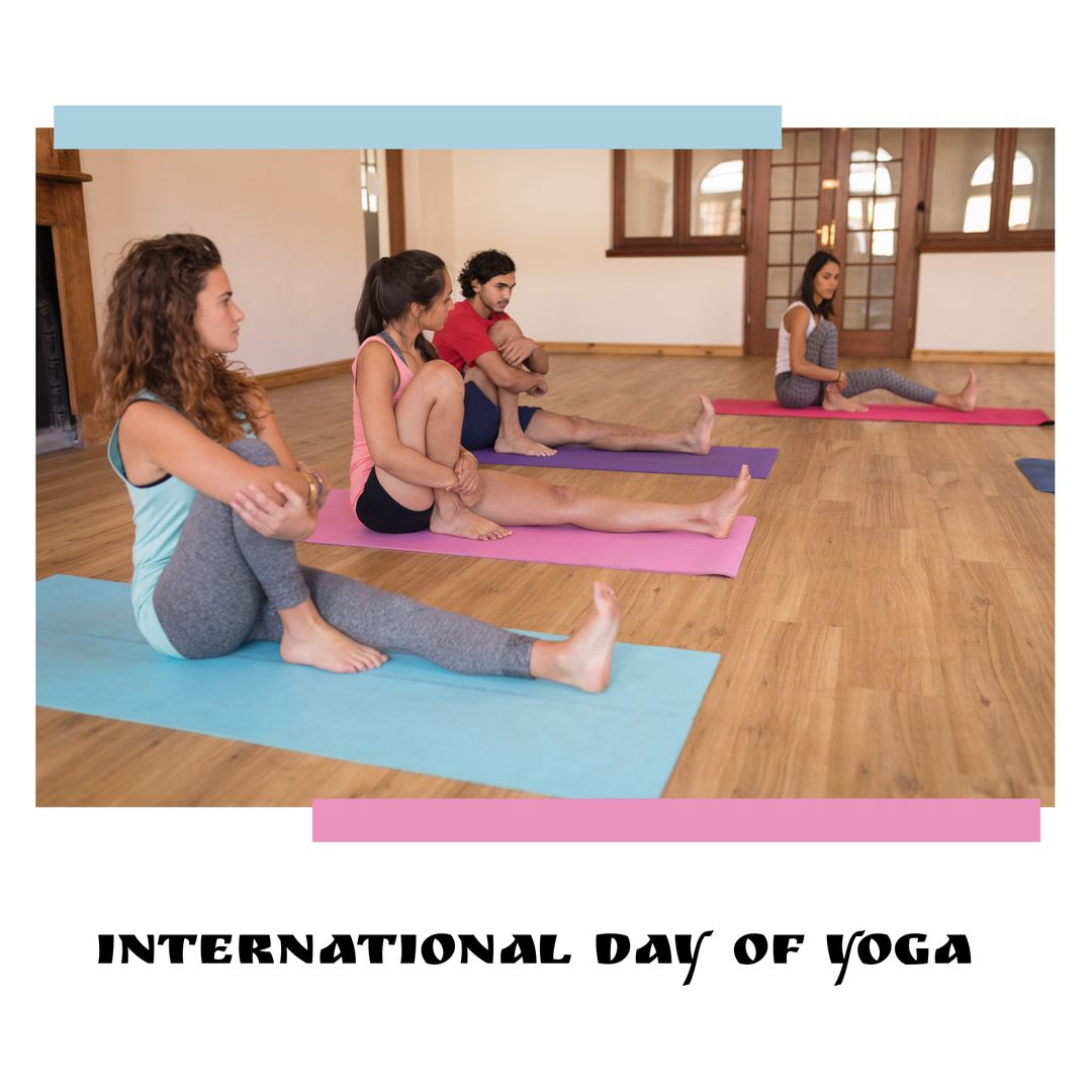 Multiracial Group Practicing Yoga in Studio on International Day of Yoga - Download Free Stock Templates Pikwizard.com