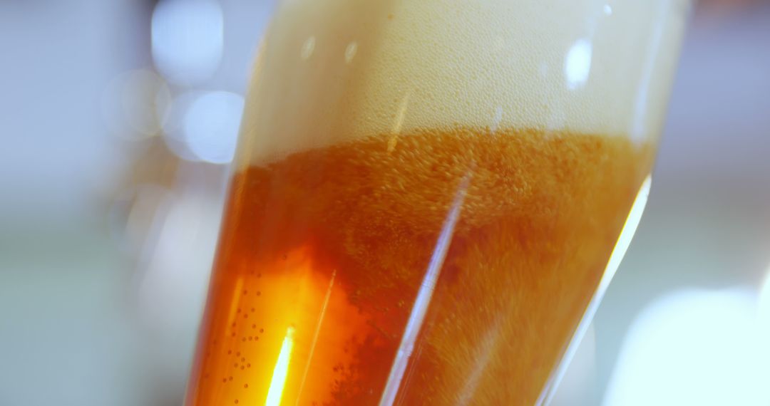 Close-Up of Lager Beer with Bubbles and Foam in Glass - Free Images, Stock Photos and Pictures on Pikwizard.com