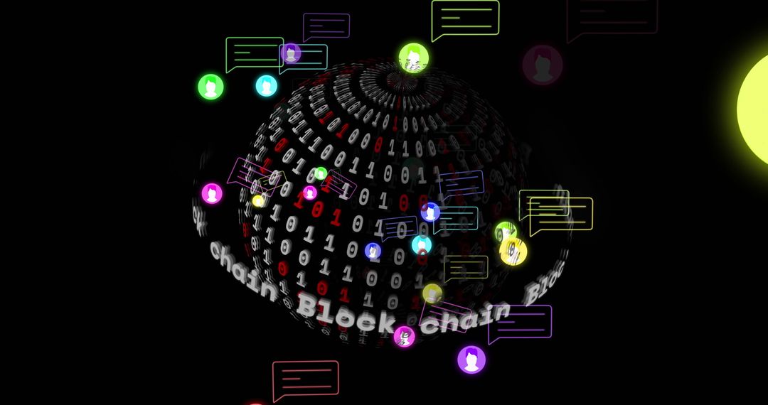 Futuristic Blockchain Globe with Binary Code and Digital Connections - Free Images, Stock Photos and Pictures on Pikwizard.com