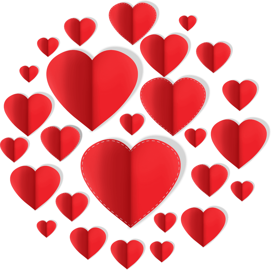 Red Hearts Motif on Transparent Background Vector Illustration