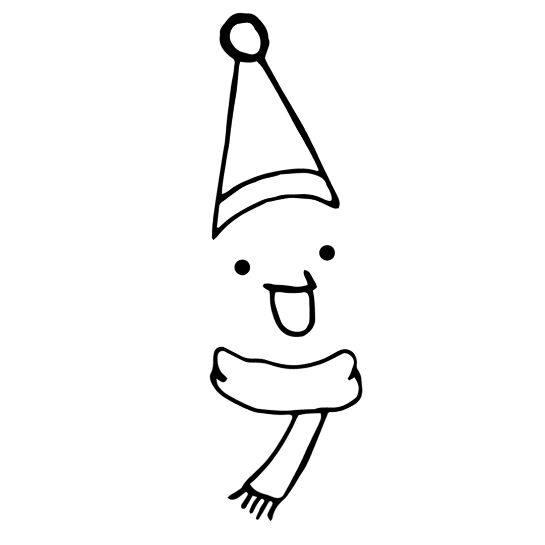 Happy Character With Hat and Scarf on Transparent Background