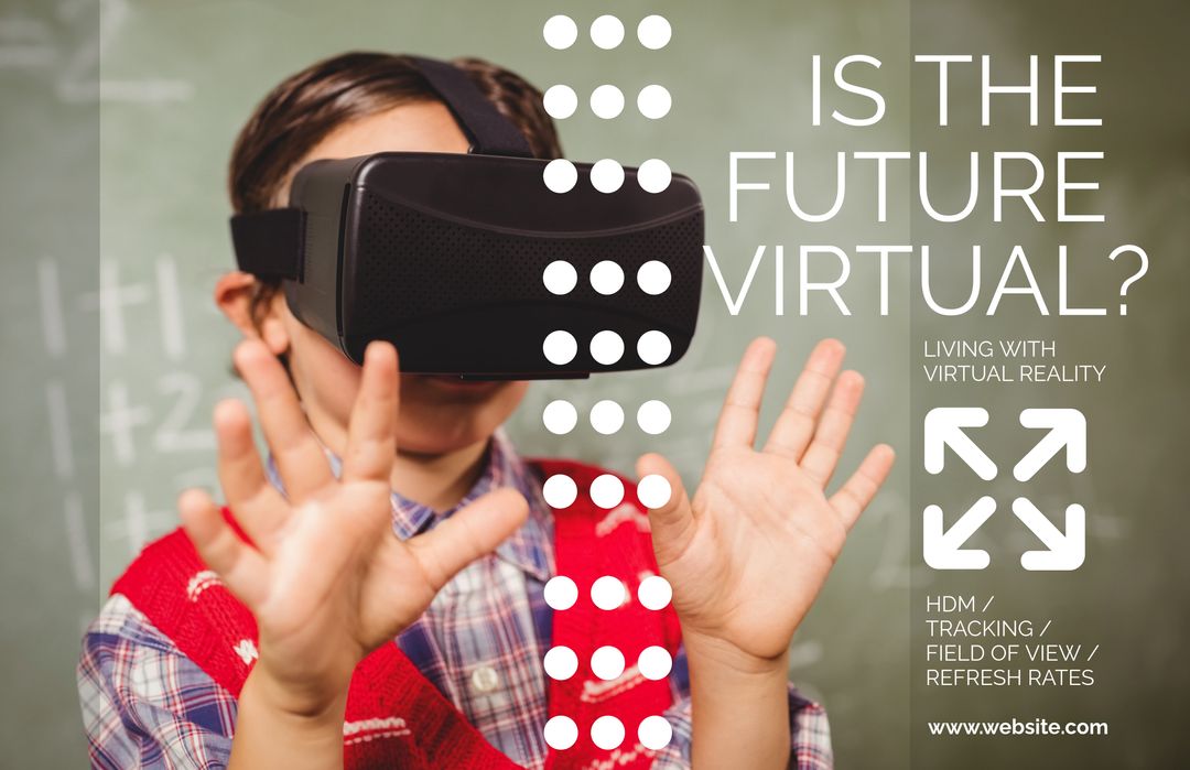 Child Immersed in Virtual Reality Experience with Headset