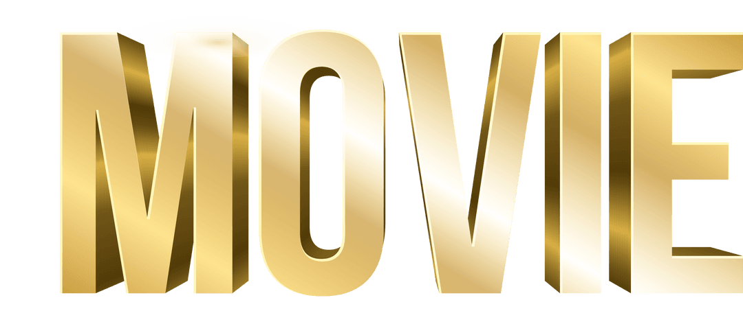 Luxury Movie 3D Golden Text on Transparent Background
