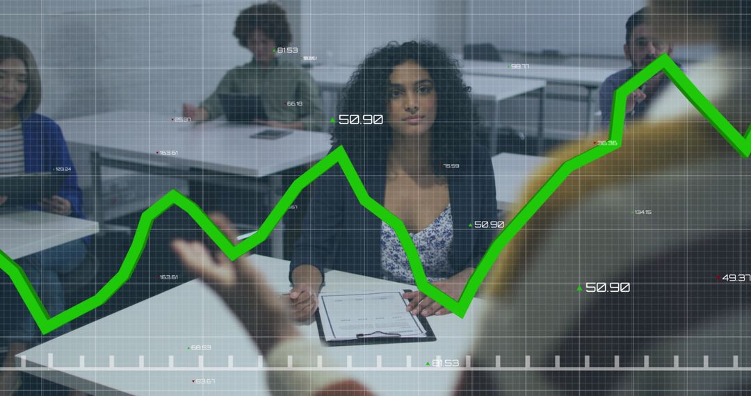 Business Presentation with Digital Graph Overlay