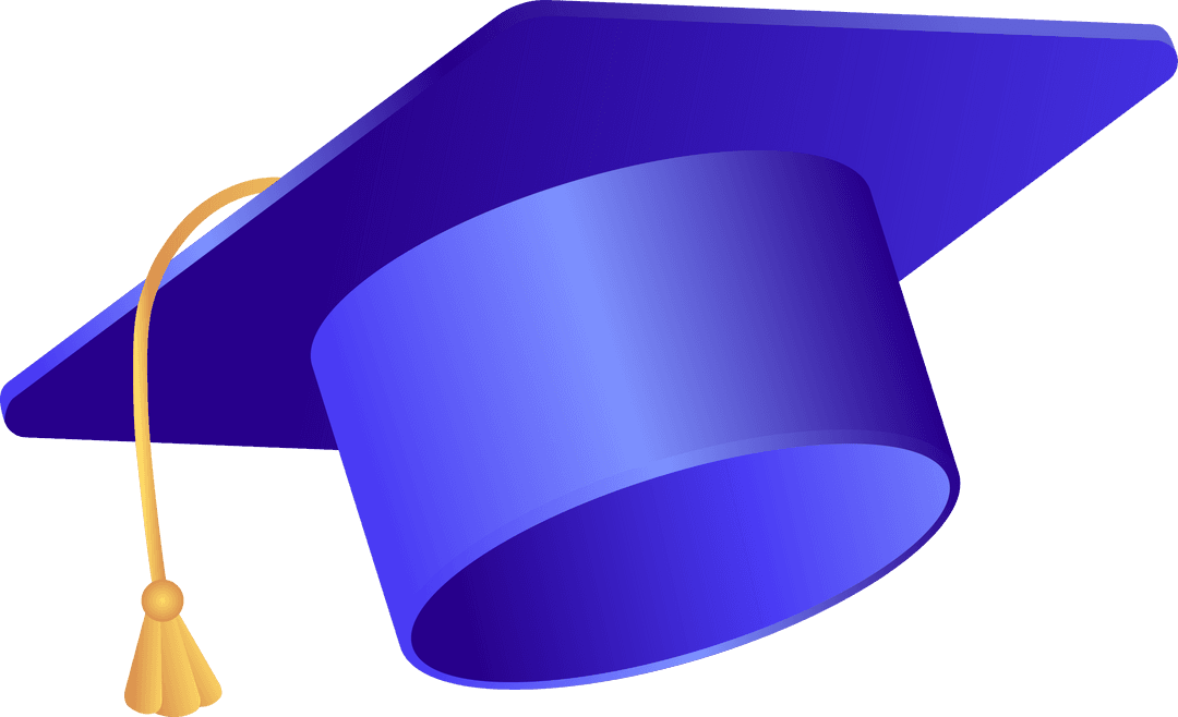 Academic Mortarboard Cap with Golden Tassel on Transparent Background