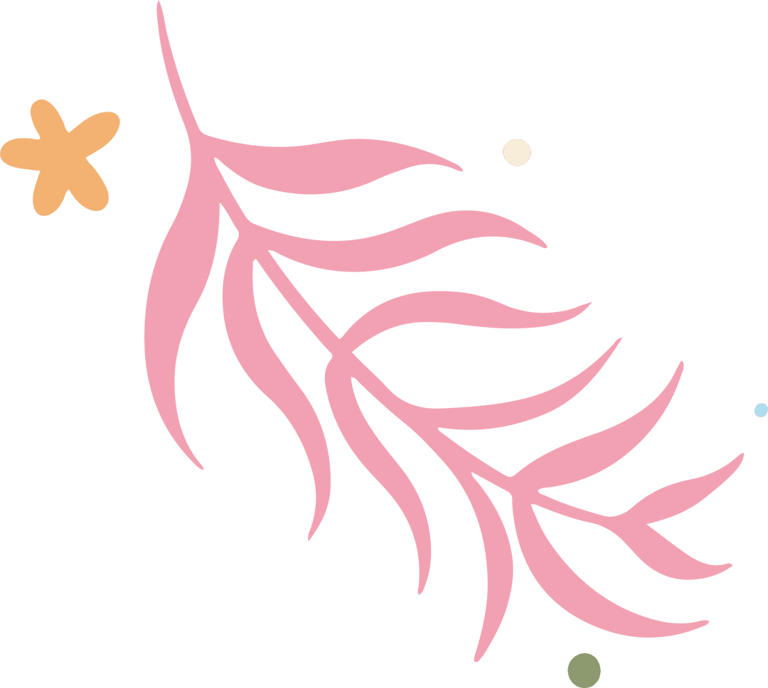 Minimalist Pink Leaf Branch with Transparent Background Design