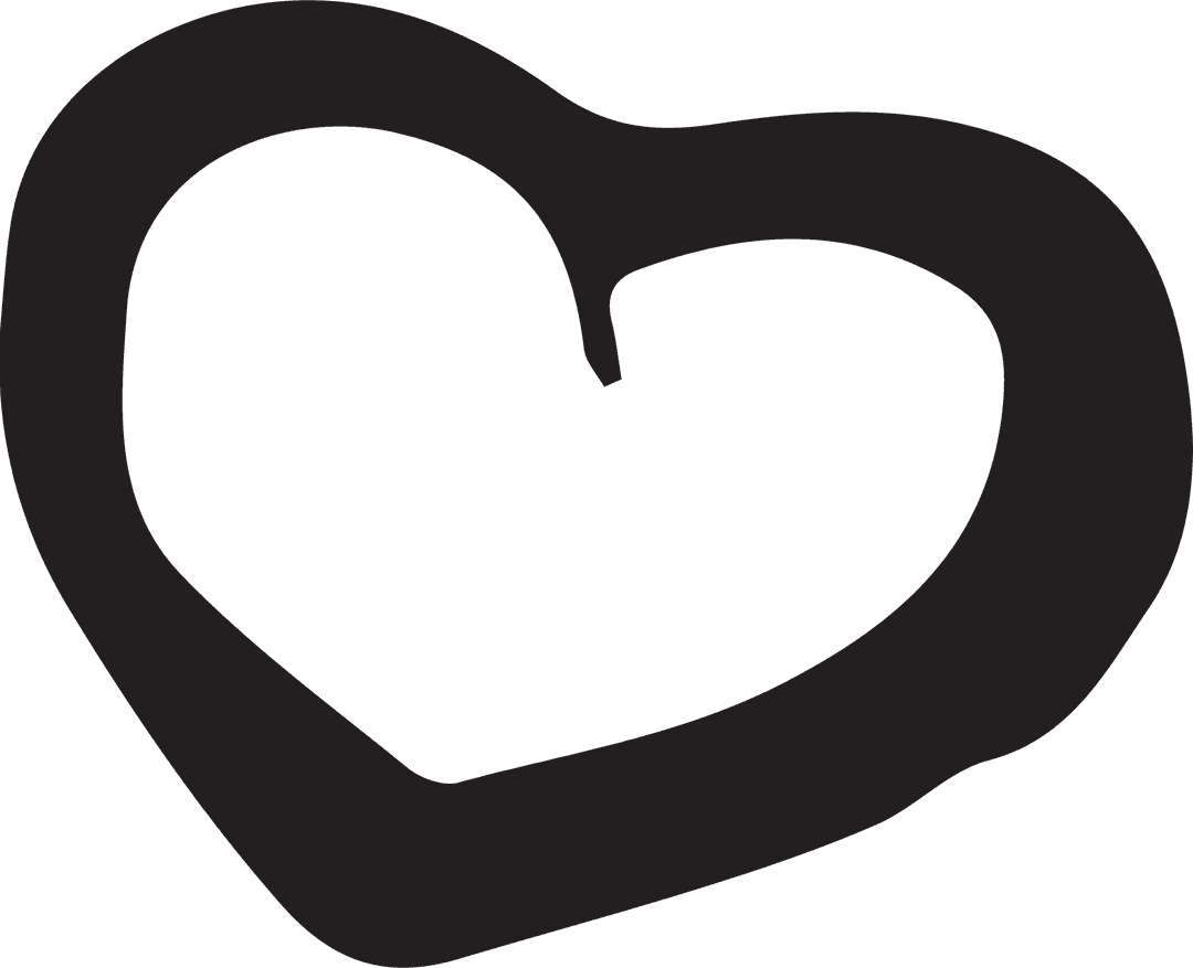 Black Heart Illustration on Transparent Background for Creative Design