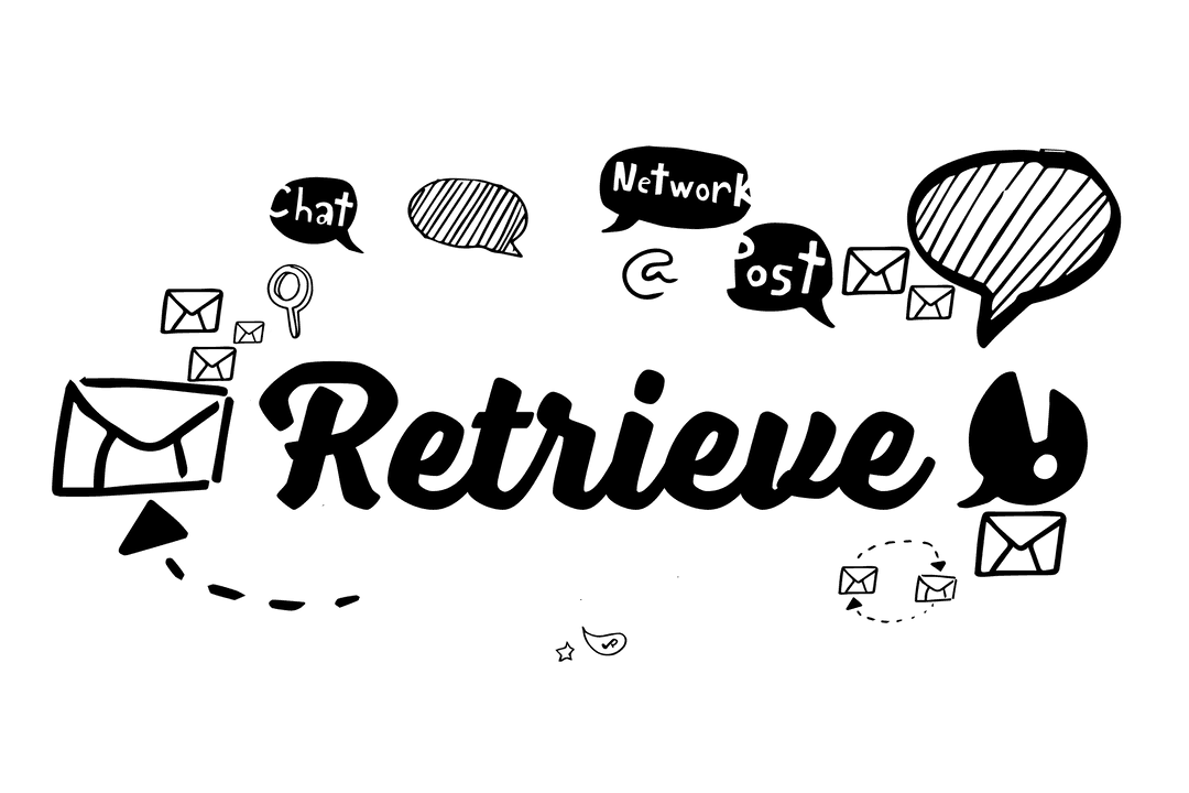 Digital retrieval text on transparent background