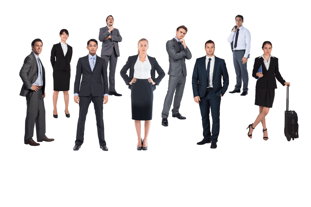 Transparent Business Team on Isolated Background for Professional Concepts