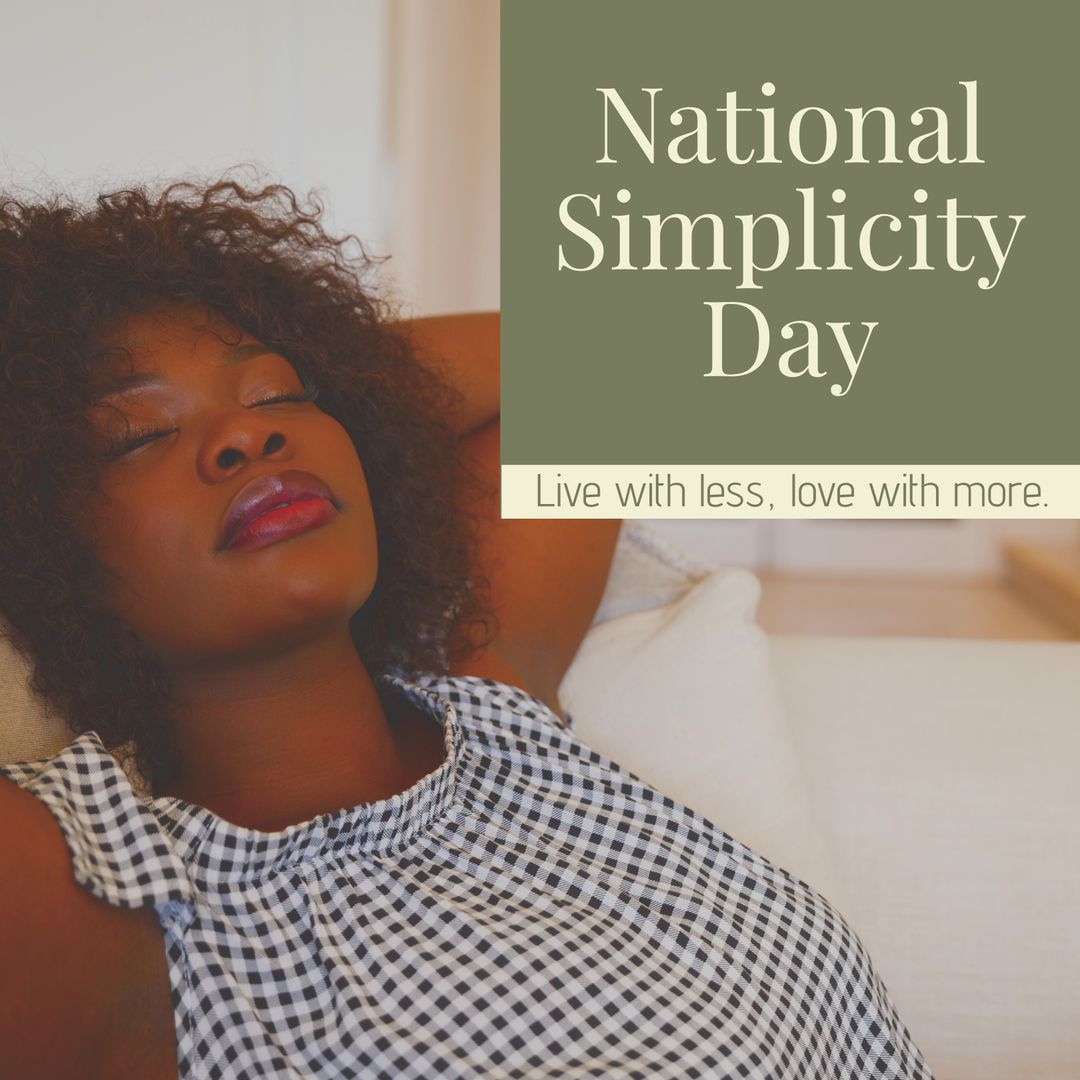 National Simplicity Day African American Woman Relaxing - Download Free Stock Templates Pikwizard.com