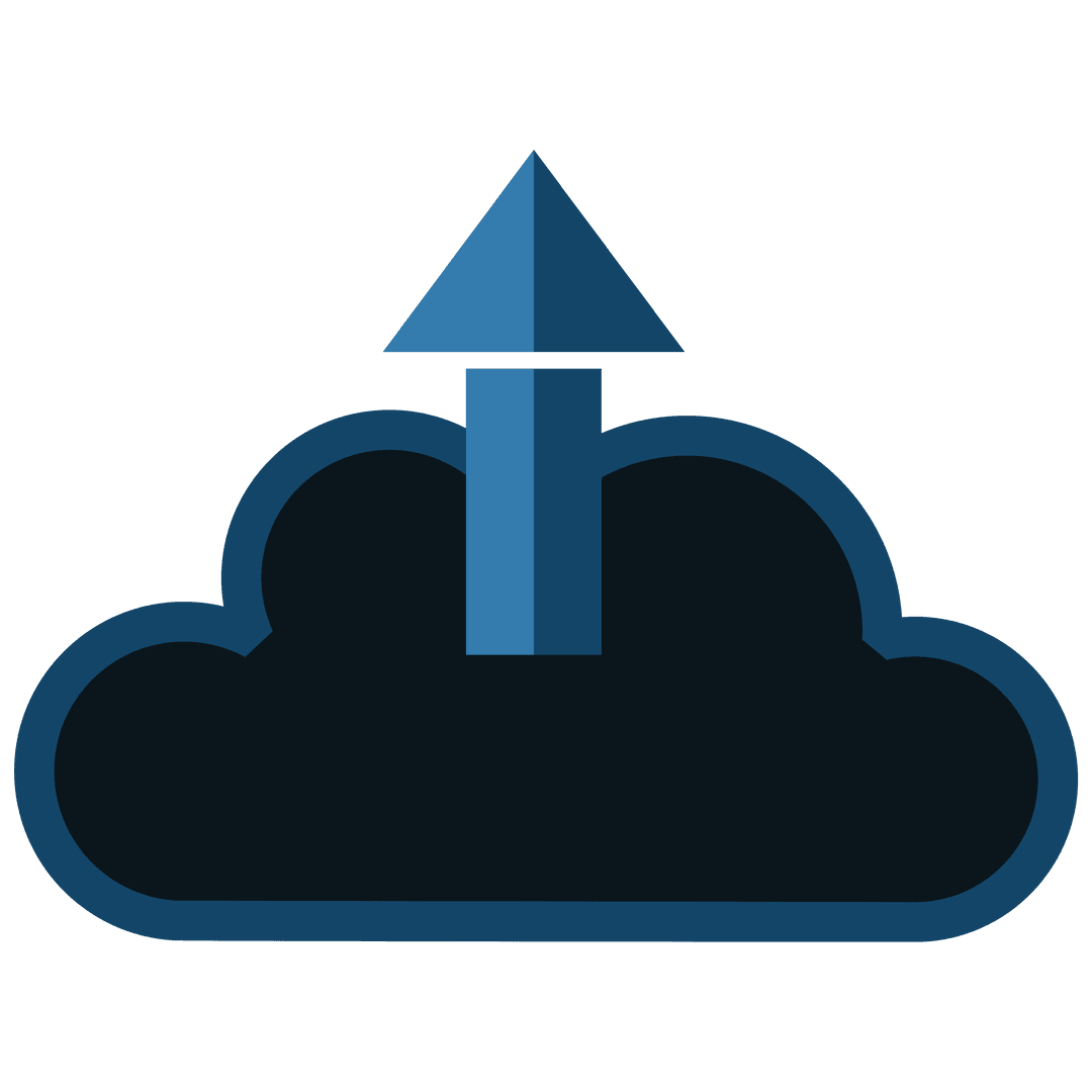 Cloud Icon with Upward Blue Arrow on Transparent Background