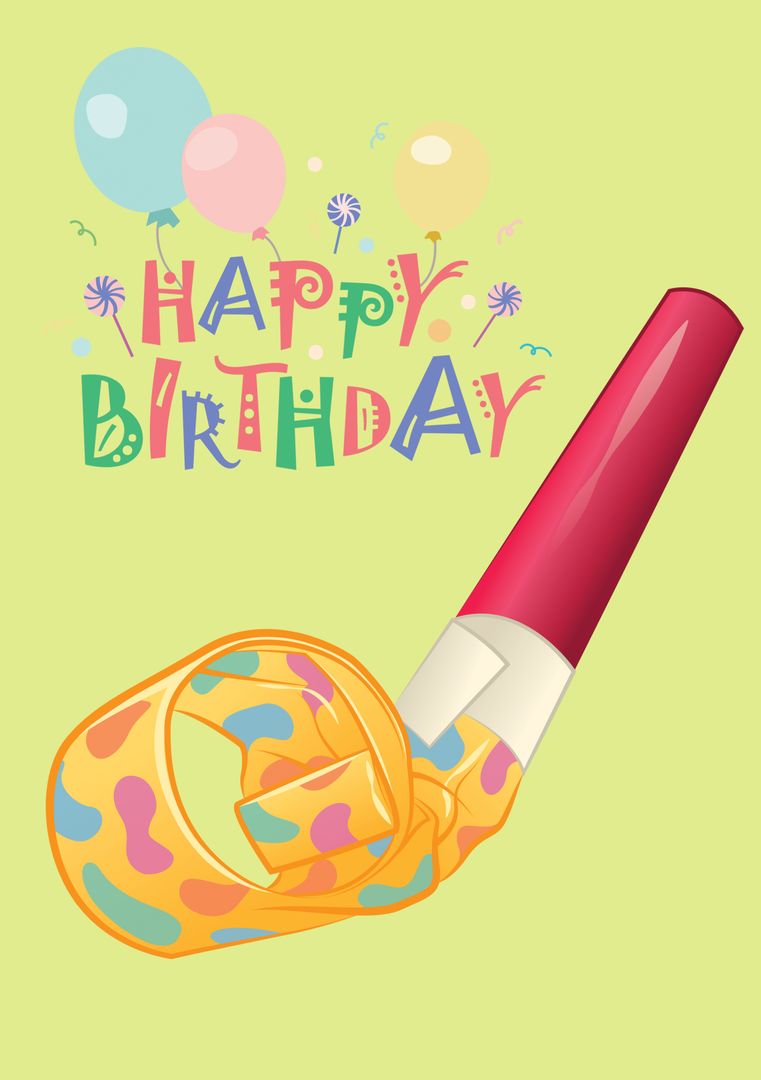 Happy Birthday Card with Lipstick and Balloons Illustration - Download Free Stock Templates Pikwizard.com