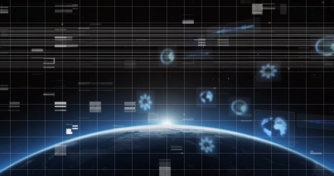 Futuristic Vision of Digital Earth with Glowing Horizon in Space