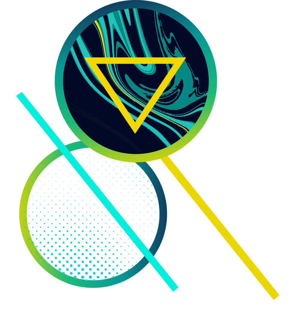 Geometric Teal and Yellow Design on Transparent Background