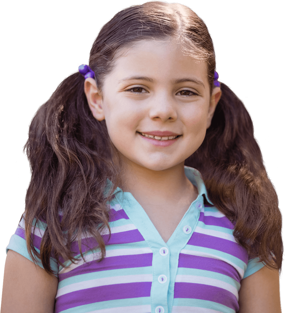 Portrait of Smiling Girl with Brown Hair on Transparent Background