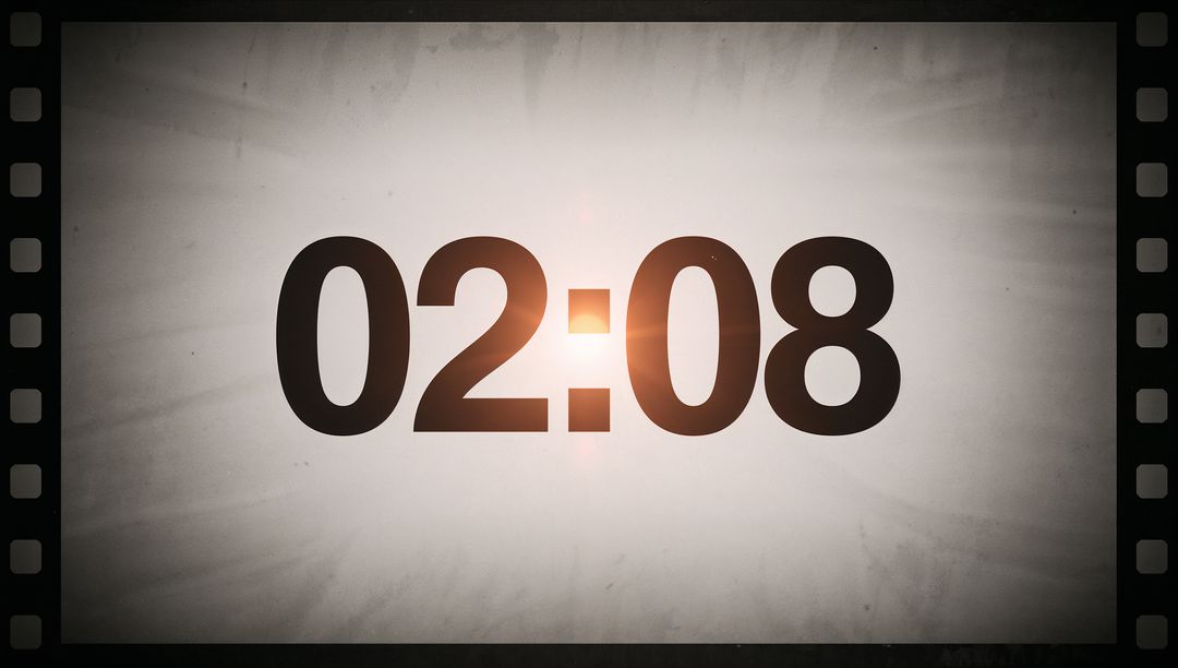 Vintage Countdown Timer with Lens Flare and Filmstrip Border