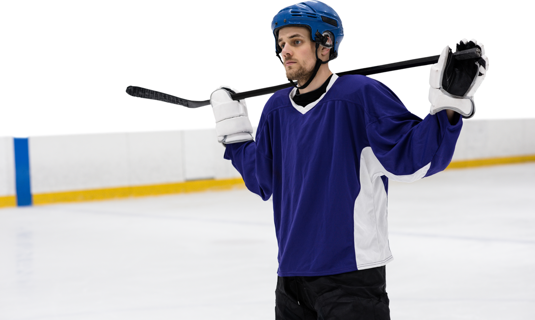 Transparent Background Young Male Hockey Player Holding Stick on Rink - Download Free Stock Images Pikwizard.com