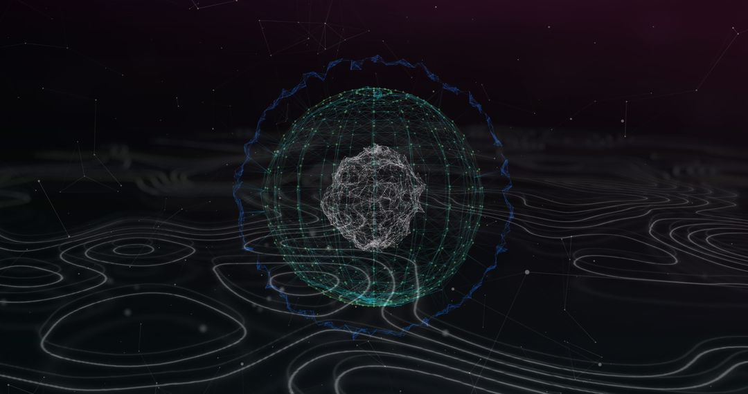 Spinning Digital Sphere with Network Connections Over Topography