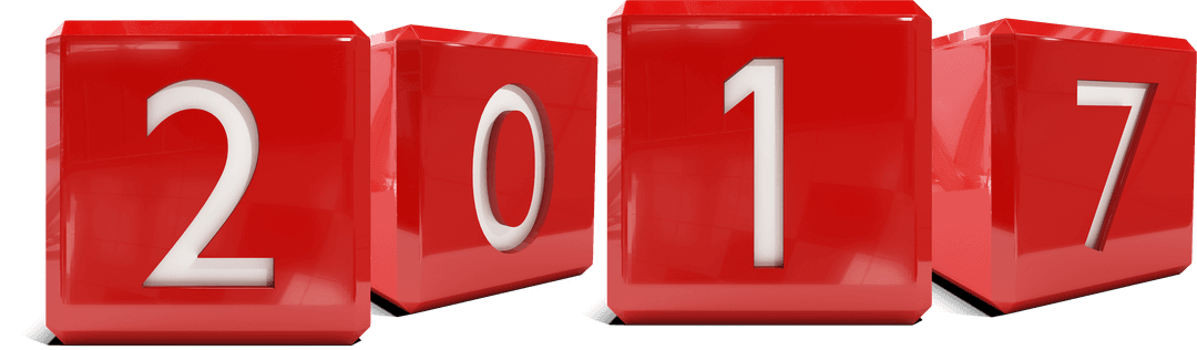 Red Transparent Cubes Displaying 2017 for New Year Celebration