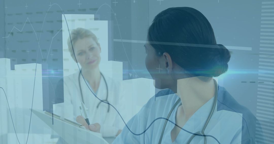 Healthcare Professionals Analyzing Medical Data With Digital Interface