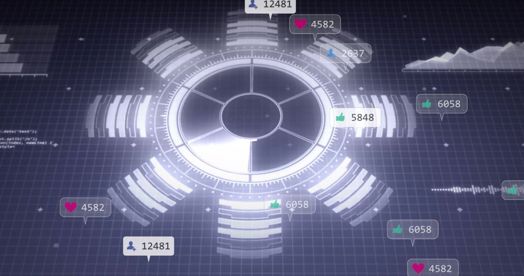 Social Media Engagement Metrics on Futuristic Dashboard Interface