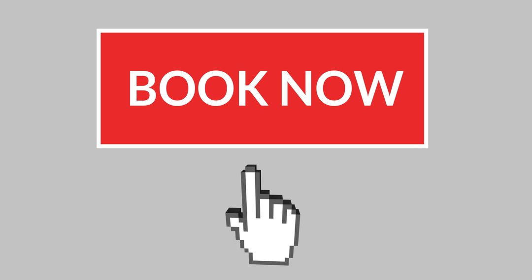 Digital Book Now Button with Hand Icon on Grey Background