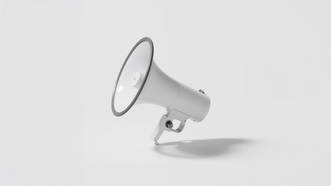 Modern Minimalist Megaphone Floating in Studio Space