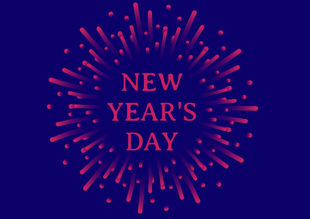 Digital composite image of new year's day text with rays on blue background - Free Images, Stock Photos and Pictures on Pikwizard.com